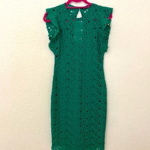 Zara Emerald Green Lace Cocktail Dress, Size M